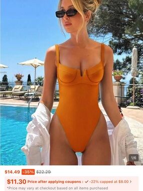 SHEIN Orange Underwire One-Piece Swimsuit
